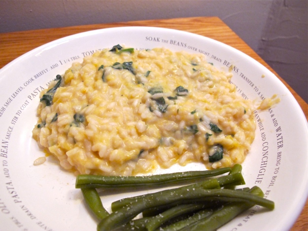 Butternut Squash Risotto with Spinach, Goat Cheese, and White Zinfandel Wine